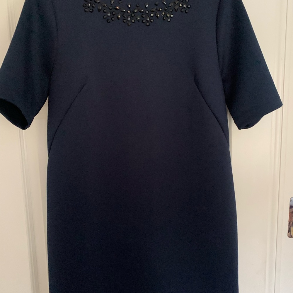 Cynthia Rowley Navy Dress with Embellished Neckline
